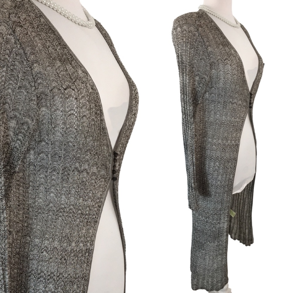 Sigrid Olsen Viscose Long Sleeve Browns Loose Knit Cardigan Sweater size Medium - Picture 3 of 16
